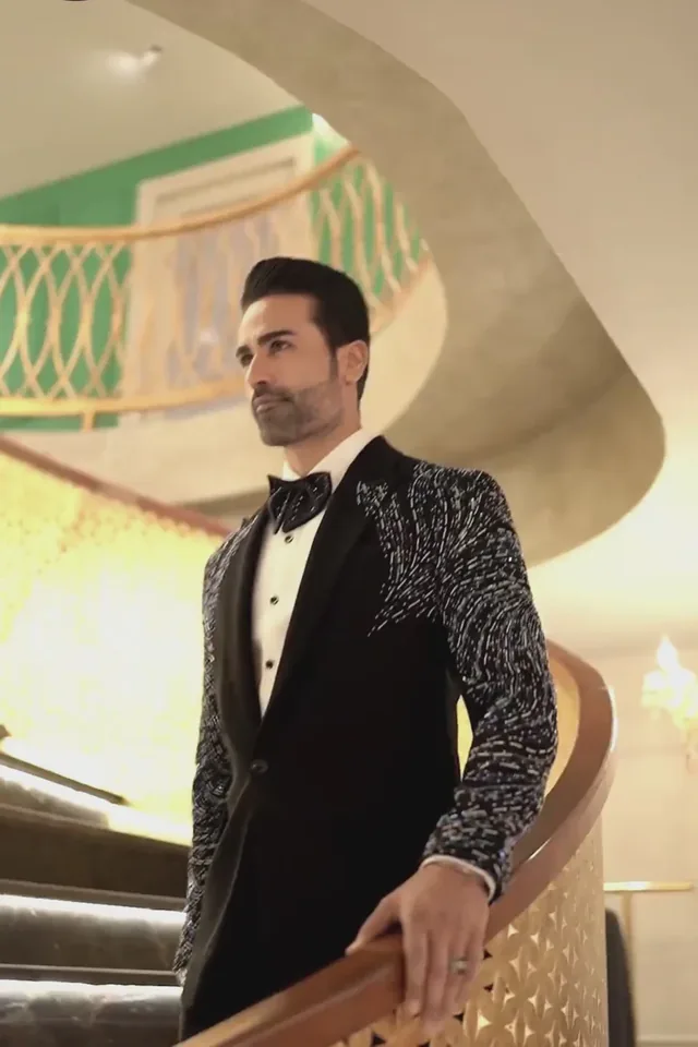 Black embellished tuxedo